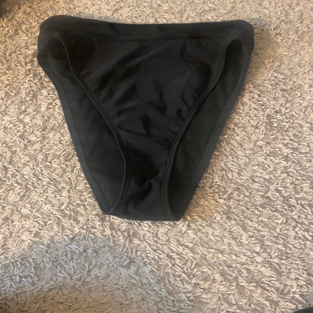 black high rise cheeky swim bottoms